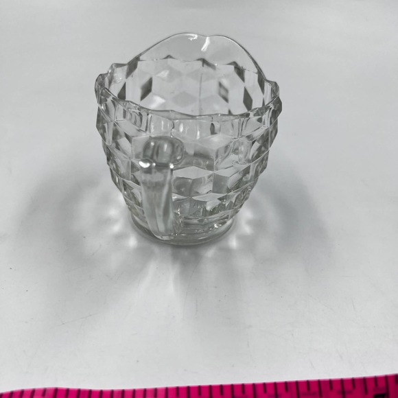 Vintage Fostoria MidCentury Modern MCM Jeannette Clear Glass Cube Creamer Dish - Picture 7 of 8